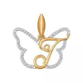 Подвеска "Буква Г" из красного золота с фианитами 034686