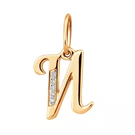 Подвеска «Буква И» из красного золота с фианитами 31-1049-11-01