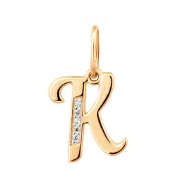 Подвеска «Буква К» из красного золота с фианитами 31-1050-11-01