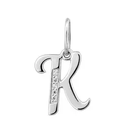 Подвеска "Буква К" из серебра с фианитами с родированием 31-1050-23-01