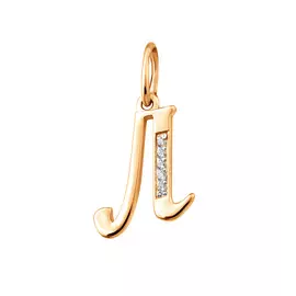 Подвеска «Буква Л» из красного золота с фианитами 31-1060-11-01