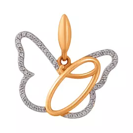 Подвеска "Буква О" из красного золота с фианитами 034694