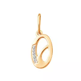 Подвеска «Буква О» из красного золота с фианитами 31-1062-11-01