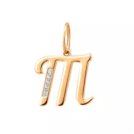 Подвеска «Буква Т» из красного золота с фианитами 31-1054-11-01