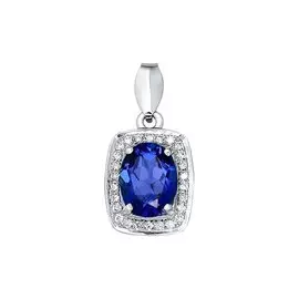 Подвеска из белого золота с сапфиром и бриллиантами 2030206 №20 1