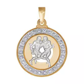 Подвеска из красного и белого золота с фианитами 032493