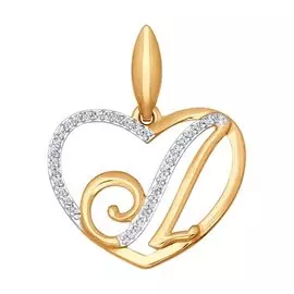 Подвеска из красного и белого золота с фианитами 034657