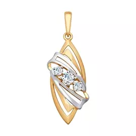 Подвеска из красного и белого золота с фианитами 035500