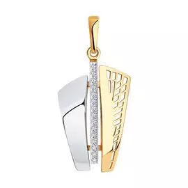 Подвеска из красного и белого золота с фианитами 035909