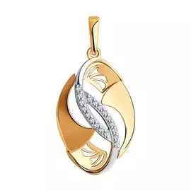 Подвеска из красного и белого золота с фианитами 035911