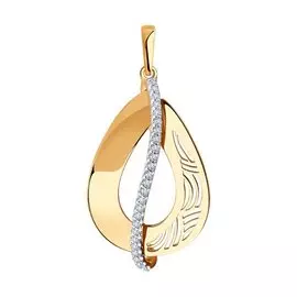 Подвеска из красного и белого золота с фианитами 035948