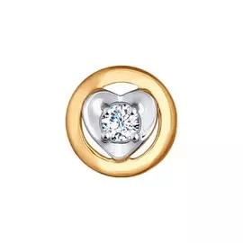 Подвеска из красного и белого золота с фианитом 034995