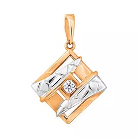 Подвеска из красного и белого золота с фианитом 035481