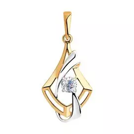 Подвеска из красного и белого золота с фианитом 035554