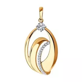 Подвеска из красного и белого золота с фианитом 035797