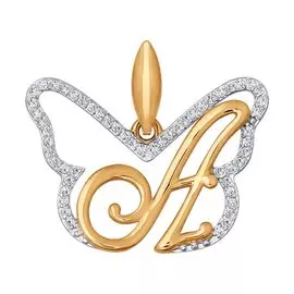 Подвеска из красного золота с фианитами 034684