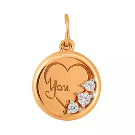 Подвеска из красного золота с фианитом 035774