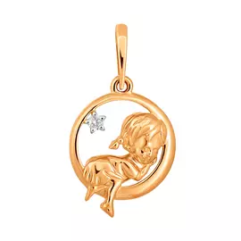 Подвеска из красного золота с фианитом 100528-1102