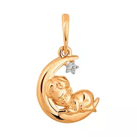 Подвеска из красного золота с фианитом 100538-1102