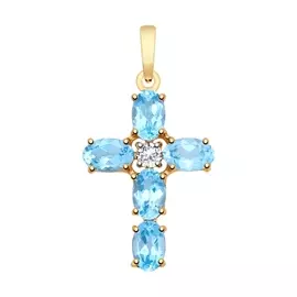 Подвеска из красного золота с топазами и фианитами 731719