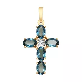 Подвеска из красного золота с топазами и фианитами 731720