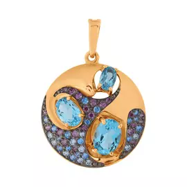 Подвеска из красного золота с топазами и фианитами 731794