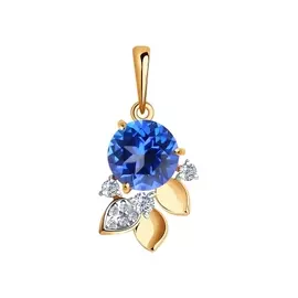 Подвеска из красного золота с топазом и фианитами 732014