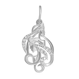 Подвеска из серебра с цирконим кубом 9103