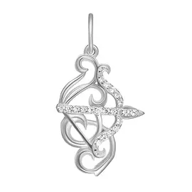 Подвеска из серебра с цирконим кубом 9109