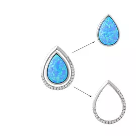 Подвеска из серебра с фианитами и опал синтом с родированием И3-1314-23-61