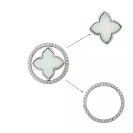 Подвеска из серебра с фианитами и опал синтом с родированием И3-1316-23-61