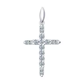 Подвеска из серебра с фианитами с родированием 94031380