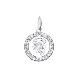 Подвеска из серебра с фианитами с родированием 94031386