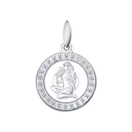 Подвеска из серебра с фианитами с родированием 94031388