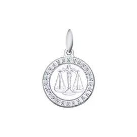 Подвеска из серебра с фианитами с родированием 94031389