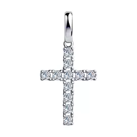 Подвеска из серебра с фианитами с родированием 94032351