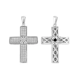 Подвеска из серебра с фианитами с родированием И3-164-23-01