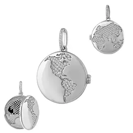 Подвеска из серебра с фианитами с родированием И3-977-23-01