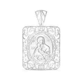 Подвеска из серебра с фианитами с родированием с030523