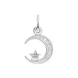 Подвеска из серебра с фианитом с родированием 94030018