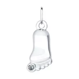 Подвеска из серебра с фианитом с родированием 94031415