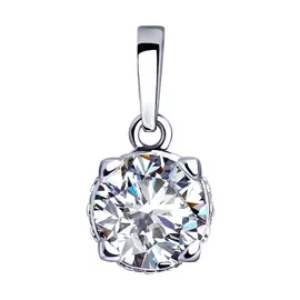 Подвеска из серебра с фианитом с родированием 94032260