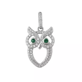 Подвеска из серебра с наноизумрудом и фианитами с родированием И3-1007-23-61