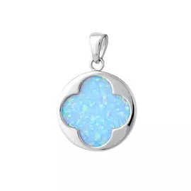 Подвеска из серебра с опал синтом с родированием И3-1317-23-61