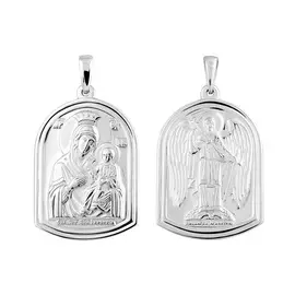 Подвеска из серебра с родированием Иверская икона Божией Матери 35-0331-23-63