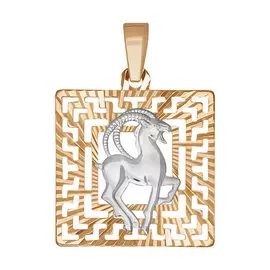 Подвеска "Козерог" из красного и белого золота 032229