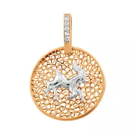Подвеска "Козерог" из красного и белого золота с фианитами 37-0028-17-70