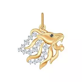 Подвеска "Лев" из красного золота с фианитами 035127