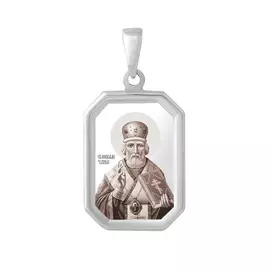 Подвеска Николай Чудотворец из серебра с родированием 35-0468-23-67