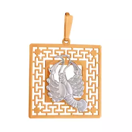 Подвеска "Рак" из красного и белого золота 032247